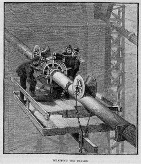 Brooklyn Bridge 1883 Construction Roebling Caisson View  
