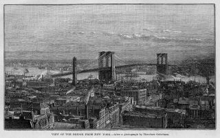 Brooklyn Bridge 1883 Construction Roebling Caisson View  