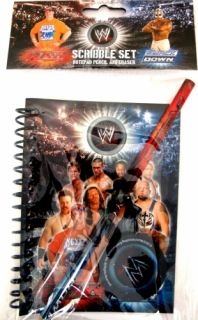 WWE SmackDown Raw John Cena Rey Scribble Set Notebook Pencil Eraser Drawing Gift  