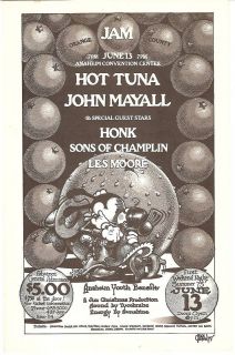 Hot Tuna John Mayall Fillmore Era Handbill Rick Griffin Orange County Jam Mint  