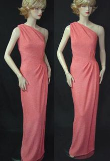 1790 NWT ST JOHN SHIMMERY SHARP CRINKL KNIT GOWN sz 14 PINK GRAPEFRUIT LINED  
