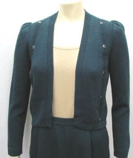 St John Vintage 60s Teal A Line Skirt Short Jacket Outfit 4 6 Sweet  