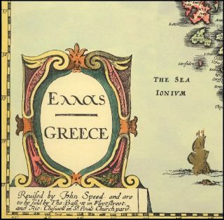 Greece Replica 17c John Speed Map A Great Gift Idea  