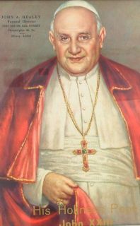 Vintage Pope John XXIII Framed Papal Print 1950 Funeral  