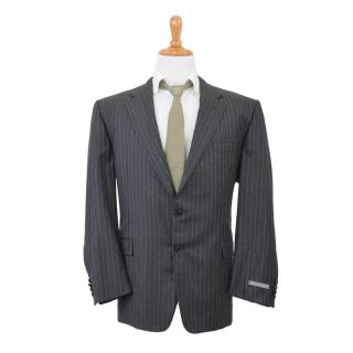Hickey Freeman Striped 100 Wool Two Button Suit US 46R EU 56R  