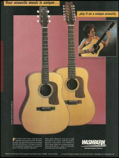 John Waite for Washburn D70 D61 12 String Acoustic Guitars 1986 8x11 Ad  