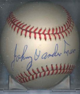 Johnny Vander Meer Cleveland Indians Signed Baseball  