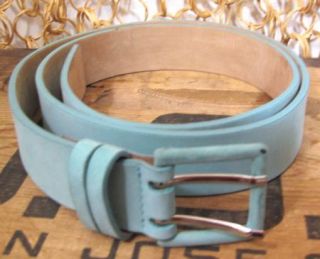Tanner Womens Tiffany Blue Soft Leather Italian Made Belt Sz L  