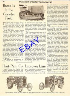 1923 Bates 40 4 Speed Crawler Tractor Article Joliet IL  