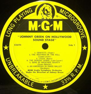 Johnny Green on The Hollywood Sound Stage LP VG E3694 MGM Mono DG Record  