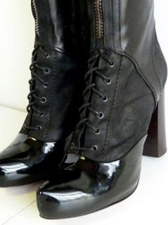 Jonathan Kelsey Camden Boots Over Knee Thigh Lace Zipper Leather Stack Heel 41  