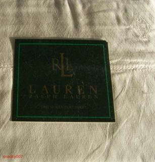 Ralph Lauren Wiltshire Argyle Queen Off White Damask Flat Sheet 370  