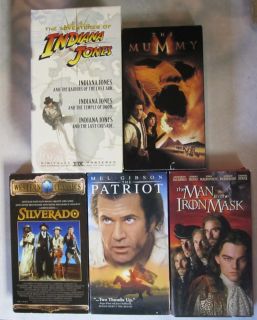 VHS Videos Movies Lot of 7 Indiana Jones Series The Mummy Adventure Patriot  