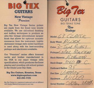 Big Tex '63 Strat 3 Color Sunburst  