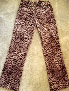 Jones New York Signature Leopard Print Velveteen Pants Soft Sz 6 Stretch  