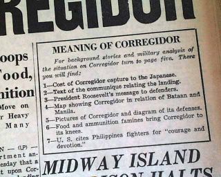 World War II Corregidor Surrenders Japan 1942 Newspaper  