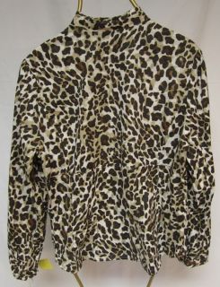 Blouse Shirt Jones New York Sport Brown Beige Leopard Print XL X Large NEW 64  