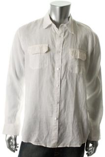 Joseph Abboud NEW White Linen Roll Up Long Sleeves Button Down Shirt XL BHFO  