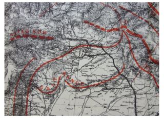 1884 Godwin Austen HIMALAYAN MOUNTAIN RANGES LARGE COLOR MAP 2  
