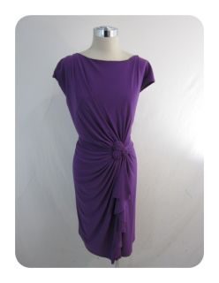New Jones New York Purple Orchid Jersey Rosette Cascade Dress 18W $128  