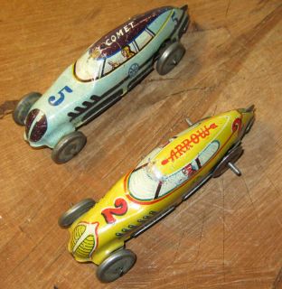Early Marx Co Streamline Tin Wind Up Cars Comet Arrow Working Condition  