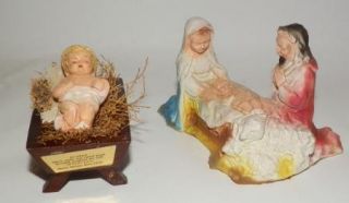 12 Vintage Nativity Christmas Chalk Plaster Figures Joseph Mary Shepherd Jesus  