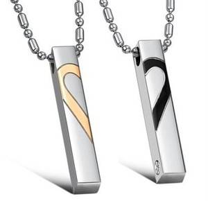 FN09 316L Stainless Steel I Love You Split Heart Pendant Wedding Couple Necklace  