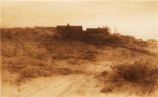 Original Antique 1888 Signed Listed Carlton T Chapman Framed Landscape Etching  