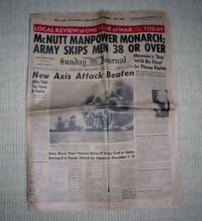 WWII Newspaper December 6 1942 Pearl Harbor Anniversary MacArthur Halsey  