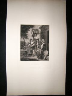 After Joshua Reynolds c1830 Folio Mezzotint The Cottages  