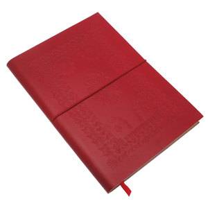 Fair Trade Handmade Eco Friendly Crimson Red Embossed Leather Journal Diary  