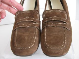 Vintage Joseph Larose Brown Suede Wood Heel Loafers 8M  