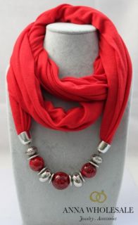 1pcs Women Animal Beads Necklace Warmers Wrap Soild Cotton Scarf Jewelry Scarves  