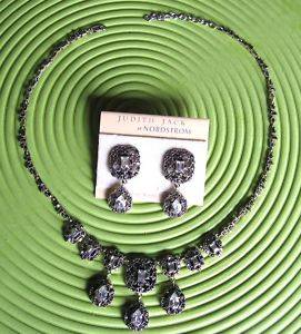 New Judith Jack JJ 925 Sterling Silver Marcasite CZ Earring Necklace Choker Set  