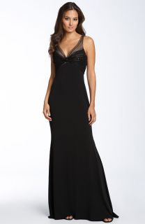 JS Boutique Matte Jersey Gown w Knotted Mesh Bodice 8  