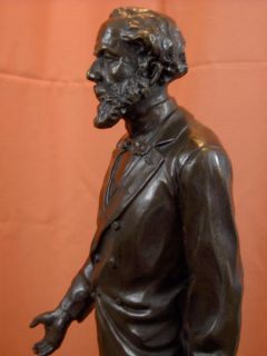 Jules Verne Signed Bronze Statue Science Fiction Author Twenty Thousand Leagues  