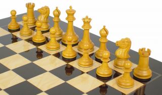 New Morphy Staunton Chess Set Antiqued Ebony 4" King  