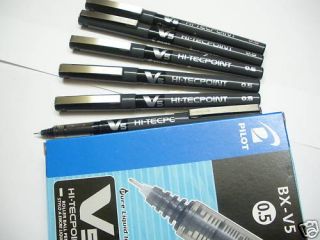 12 Pilot Hi Tecpoint V5 0 5 Roller Ball Pen Black Ink