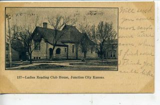 Junction City Kansas Ladies Reading Club House Antique Vintage 1909
