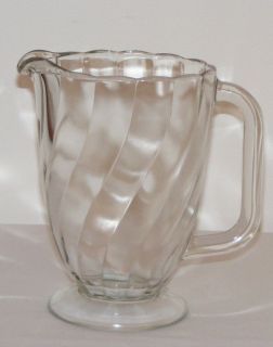 1960s Canadain Swirl Pressed Glass Water Juice Pitcher Jug
