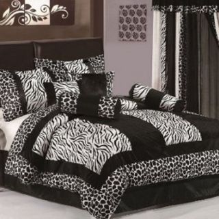Grrr Jungle Safari Animal Zebra Giraffe 8 PC Queen Comforter Set Bed