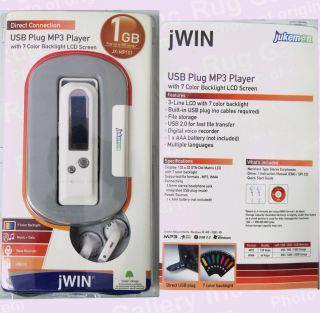 jWIN USB Plug  Audio Player LCD 1 GB Voice Recorder AUX Computer JX