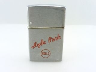 Vintage Hyde Park Rolls Advertising Wind Master Cigarette Lighter