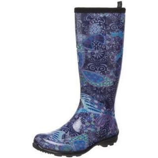 Kamik Kelsey Womens Rain Boots Shoes Waterproof Blue Patchwork EK2275
