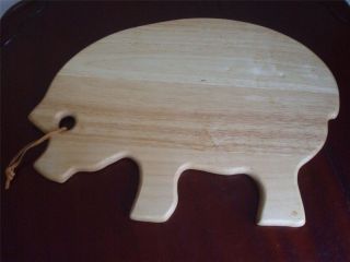 Large Wooden Pig Cutting Board Natural Color Solid Hard Wood Leather