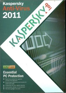 Kaspersky Antivirus 2011 Retail Box 1 PC Free Upgrade to 2012
