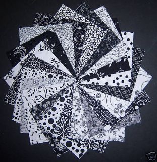 40 Black White 4x4 Quilt Quilting Squares Fabric