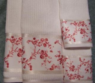 Croscill Victoria Red 2 Hand Towels New