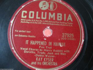 Kay Kyser Pushin Sand It Happened in Hawaii 78rpm Columbia Records