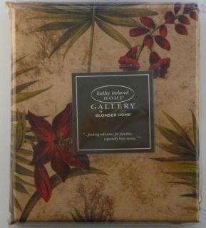 NEW Kathy Ireland Fabric Shower Curtain Palm Paradise Flower Brown